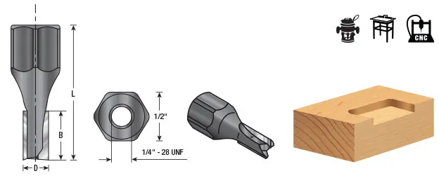 Mortising Screw Straight No Shear Cutter | Various Dia x 1⁄2 x 1⁄4 - 28 Thread | 56272 | 738685562727