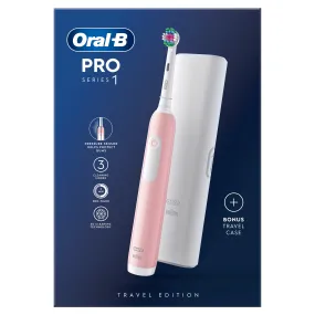 Oral B Pro Series 1 Pink Electric Brush   Travel Case Set