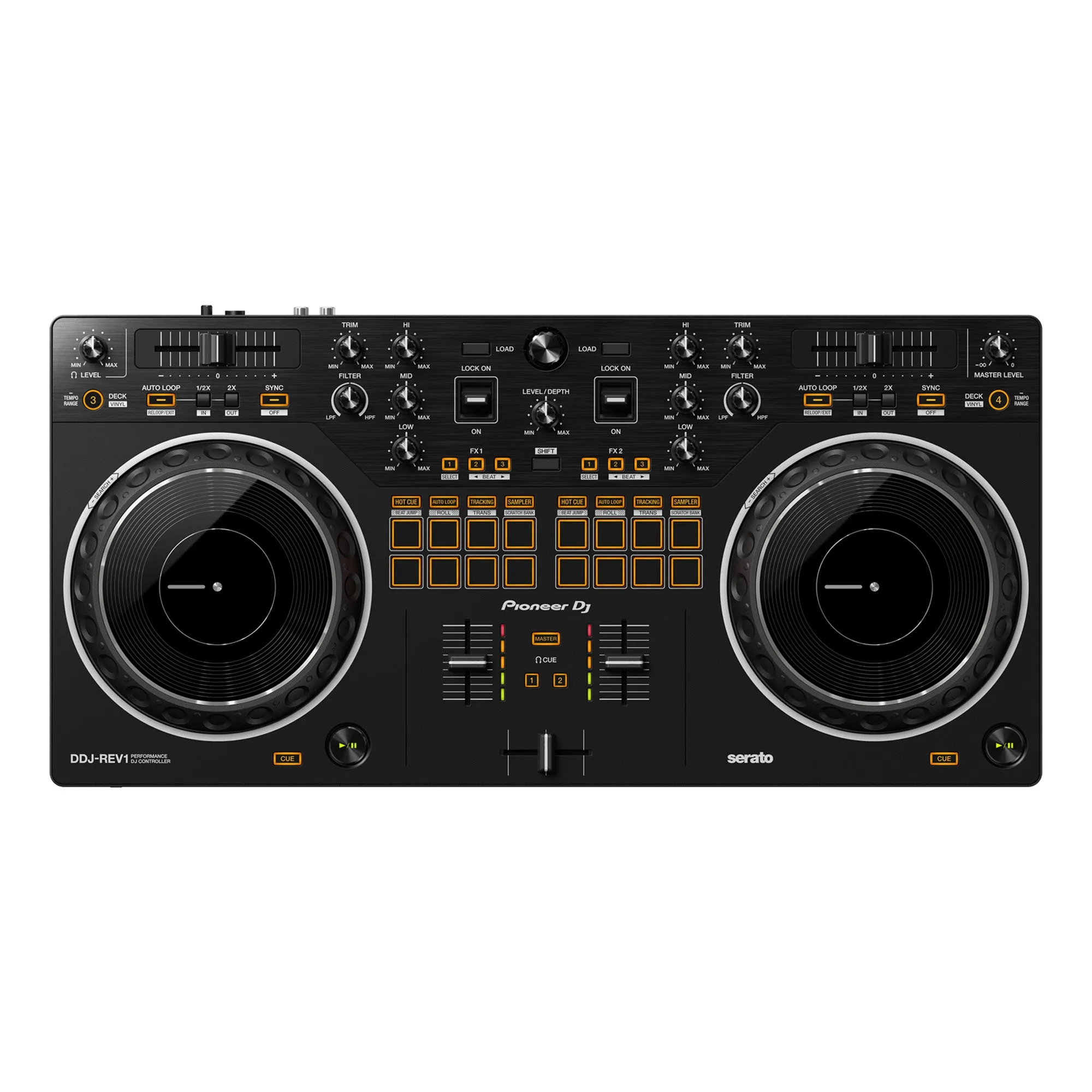 Pioneer DJ 2-Channel Scratch-Style DJ Controller for Serato DJ Lite, Professional DJ Equipment Audio Interface Mixer - Black (DDJ-REV1)