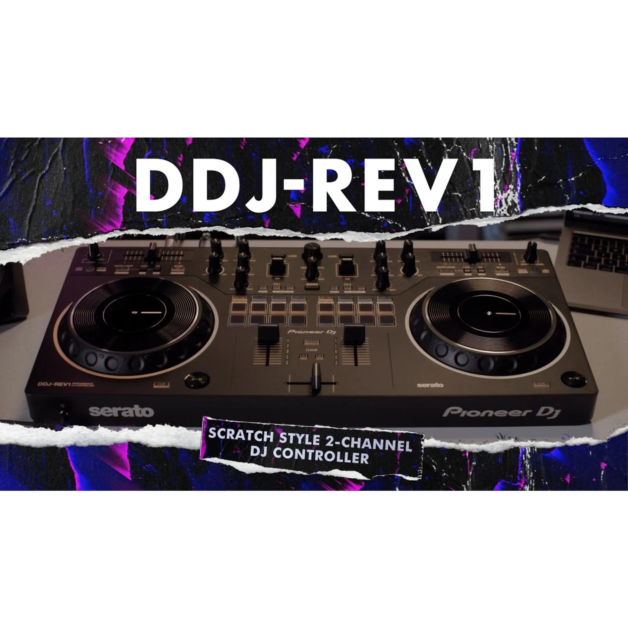 Pioneer DJ 2-Channel Scratch-Style DJ Controller for Serato DJ Lite, Professional DJ Equipment Audio Interface Mixer - Black (DDJ-REV1)