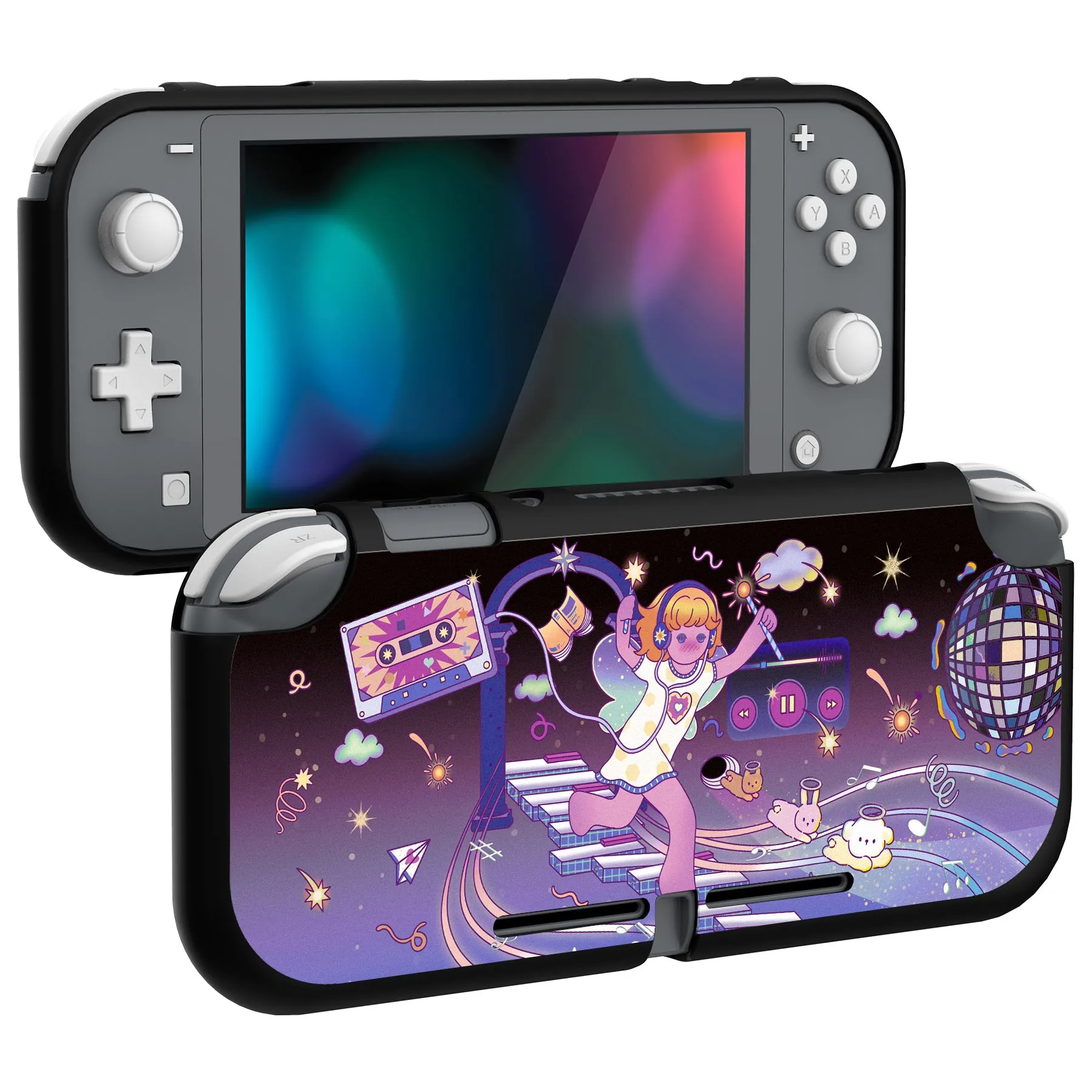 PlayVital Dancing Notes Custom Protective Case for NS Switch Lite, Soft TPU Slim Case Cover for NS Switch Lite - LTU6025