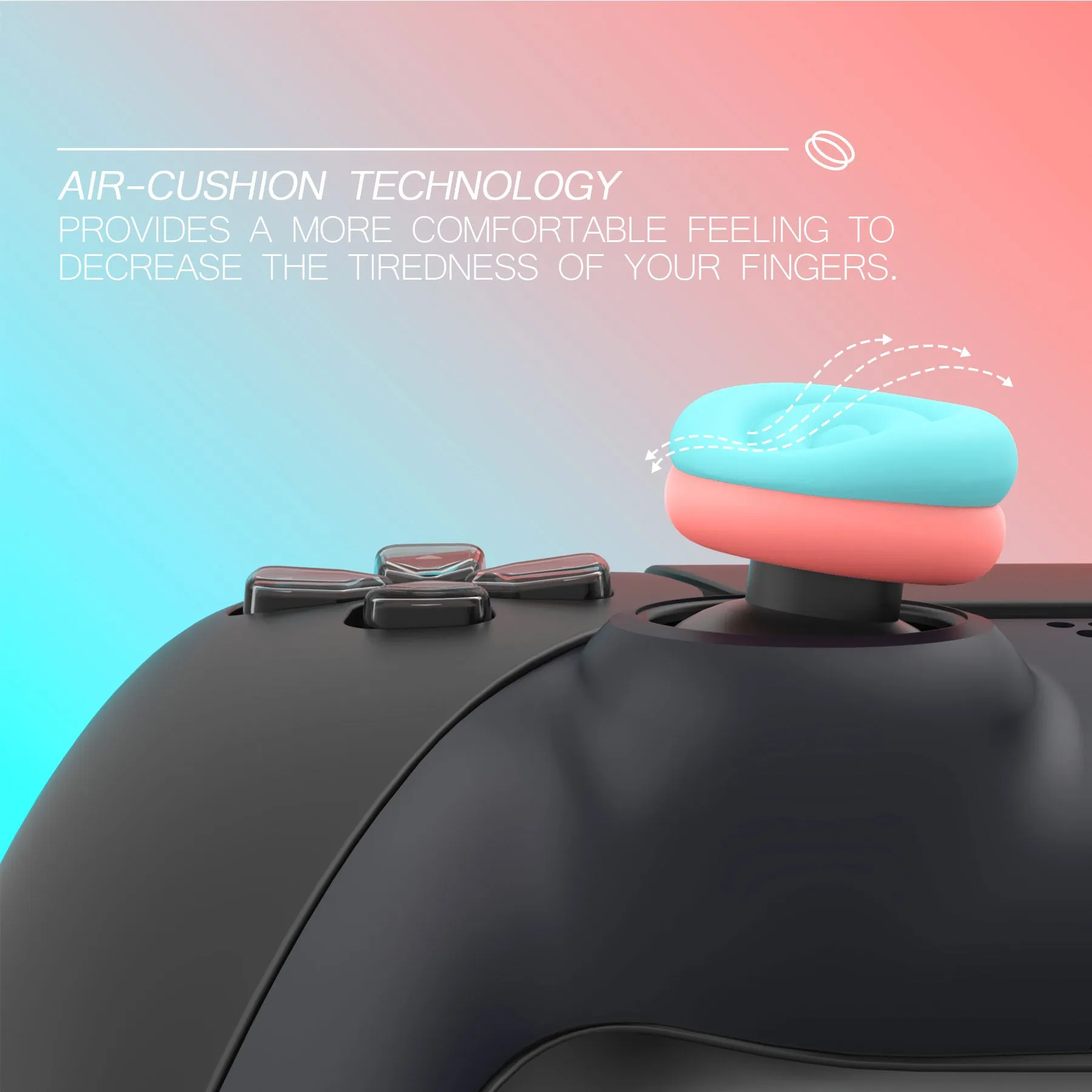 PlayVital Thumbs Cushion Caps Thumb Grips for ps5, for ps4, Thumbstick Grip Cover for Xbox Series X/S, Thumb Grip Caps for Xbox One, Elite Series 2, for Switch Pro Controller - Aqua Blue & Coral Pink - PJM3041