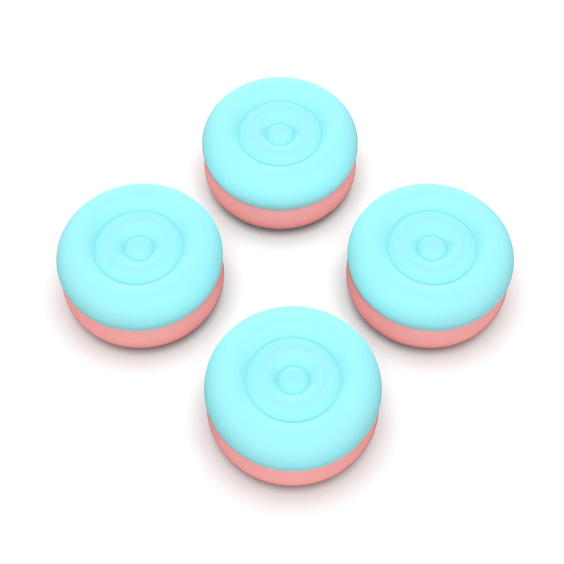 PlayVital Thumbs Cushion Caps Thumb Grips for ps5, for ps4, Thumbstick Grip Cover for Xbox Series X/S, Thumb Grip Caps for Xbox One, Elite Series 2, for Switch Pro Controller - Aqua Blue & Coral Pink - PJM3041