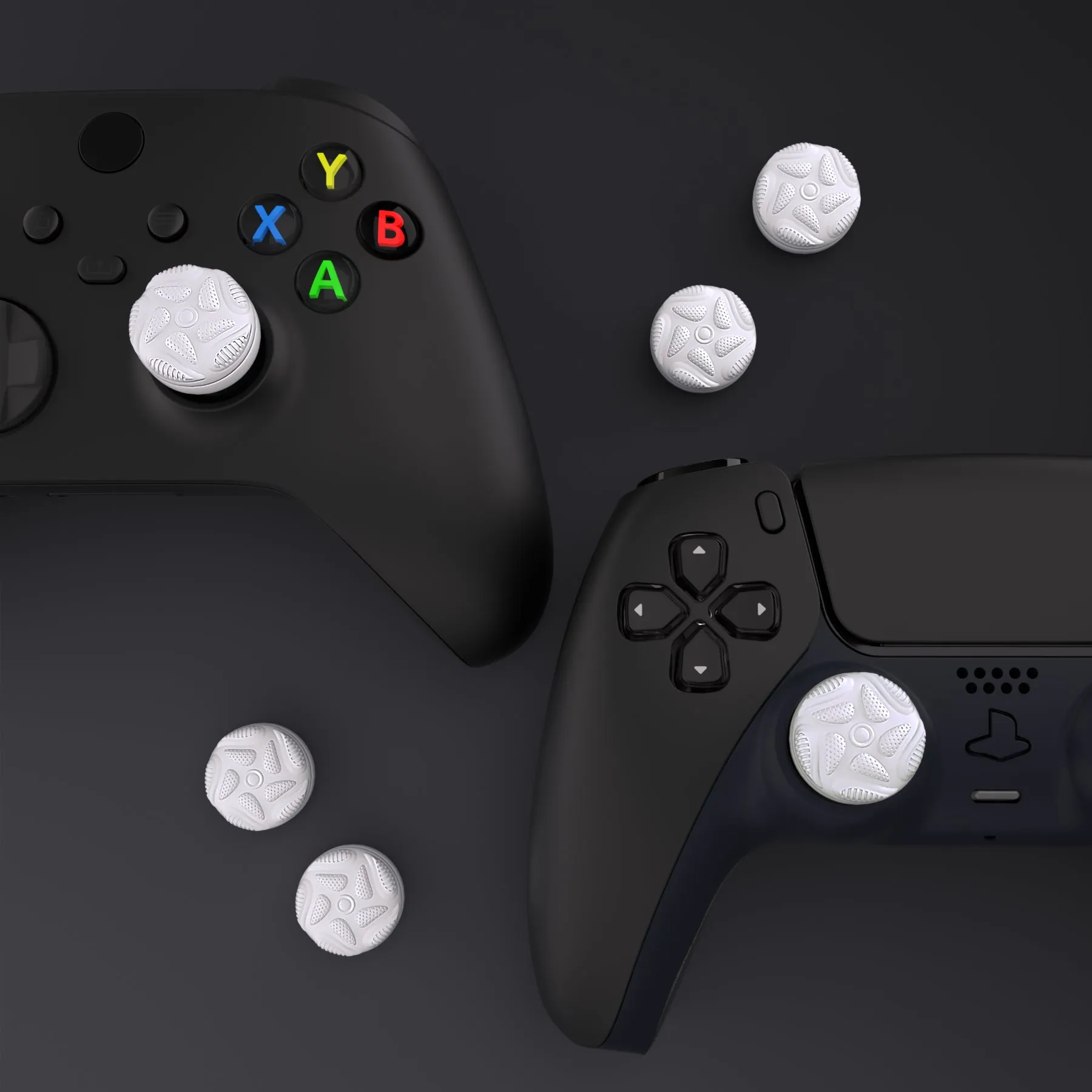 PlayVital Thumbs Cushion Caps Thumb Grips for ps5/4, Thumbstick Grip Cover for Xbox Series X/S, Thumb Grip Caps for Xbox One, Elite Series 2, for Switch Pro Controller - Raindrop Texture Design White - PJM3034