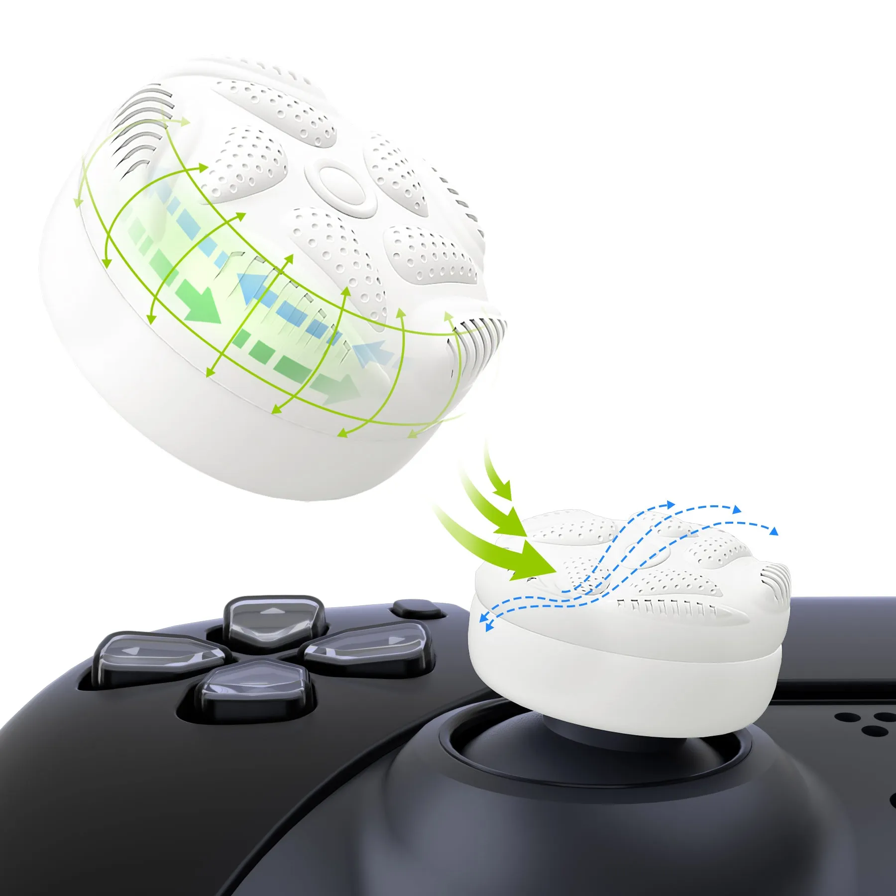 PlayVital Thumbs Cushion Caps Thumb Grips for ps5/4, Thumbstick Grip Cover for Xbox Series X/S, Thumb Grip Caps for Xbox One, Elite Series 2, for Switch Pro Controller - Raindrop Texture Design White - PJM3034