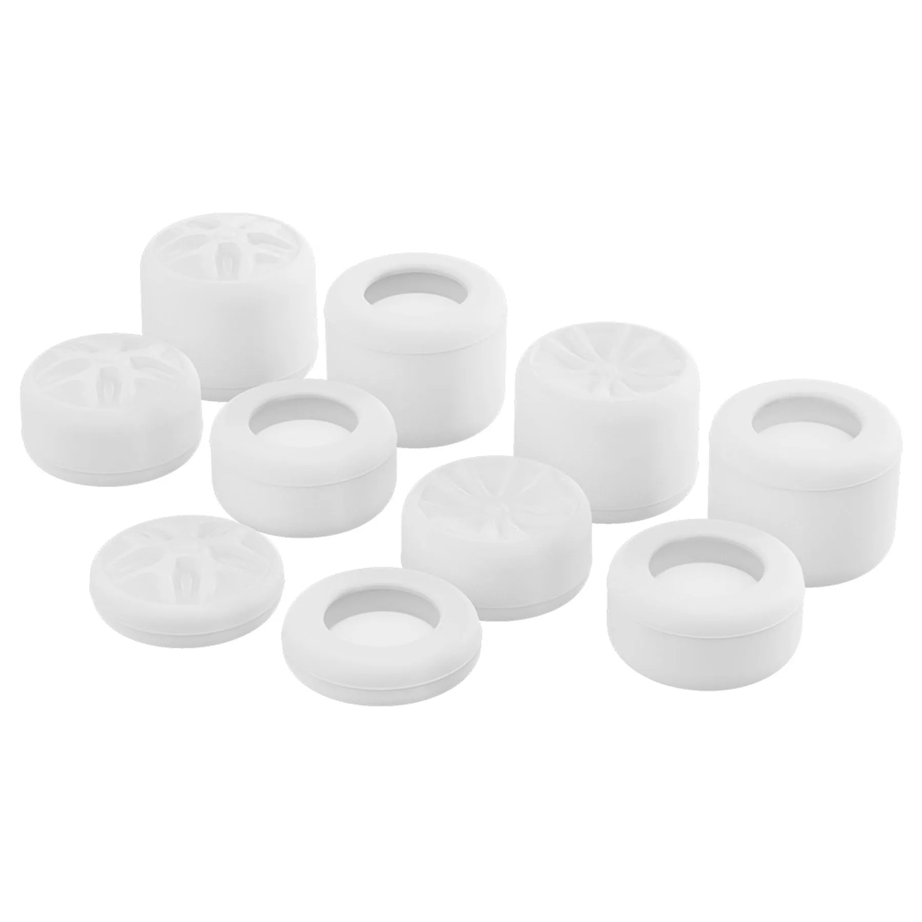 PlayVital White Ergonomic Analog Joystick Caps for Xbox Series X/S, Xbox One, Xbox One X/S, PS5, PS4, Switch Pro Controller - with 3 Height Convex and Concave - Pentagram & Rotary Wheels Design - PJM2018