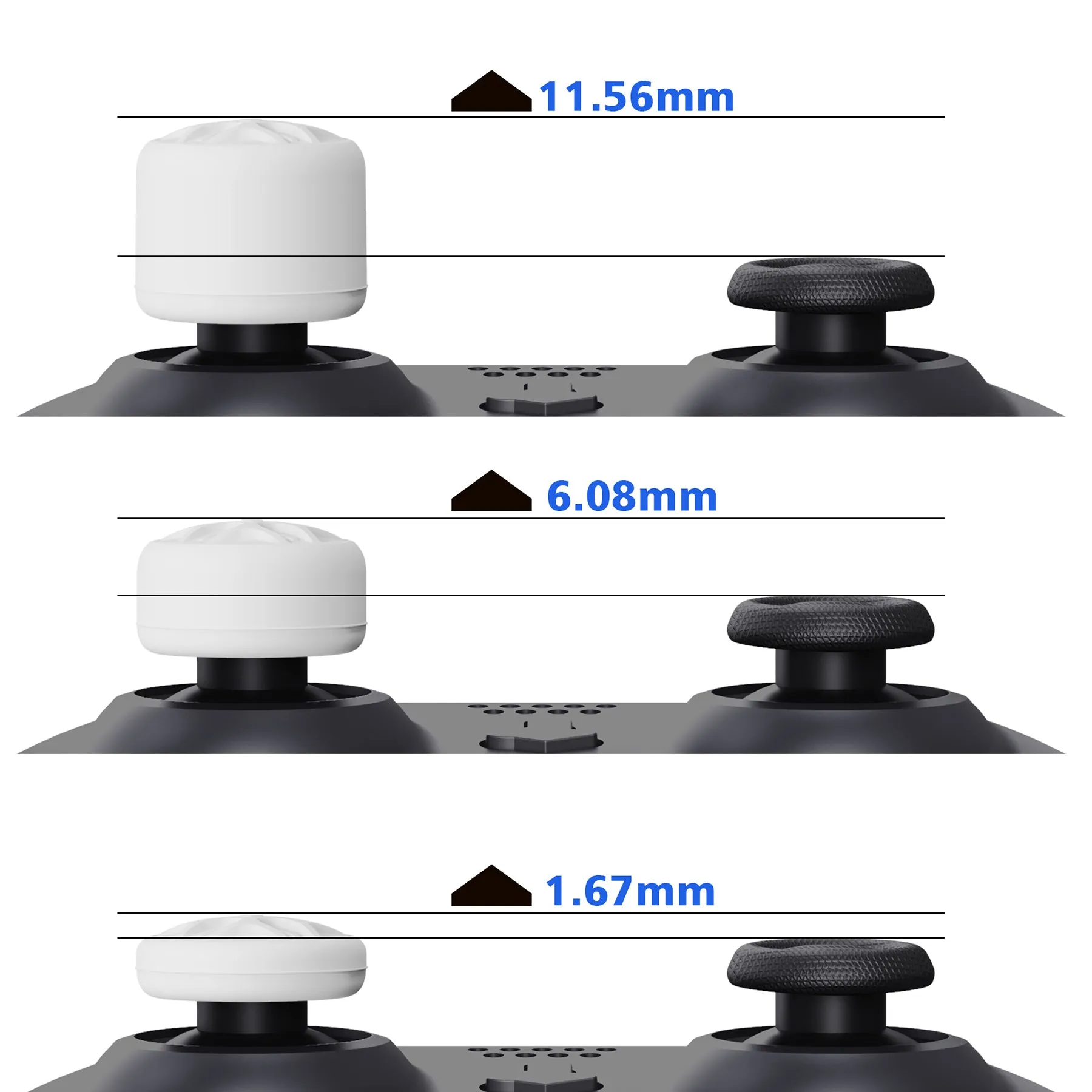 PlayVital White Ergonomic Analog Joystick Caps for Xbox Series X/S, Xbox One, Xbox One X/S, PS5, PS4, Switch Pro Controller - with 3 Height Convex and Concave - Pentagram & Rotary Wheels Design - PJM2018