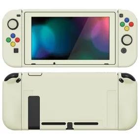 PlayVital ZealProtect Soft Protective Case for Nintendo Switch, Flexible Cover Protector for Nintendo Switch with Tempered Glass Screen Protector & Thumb Grip Caps & ABXY Direction Button Caps - Antique Yellow - RNSYM5005