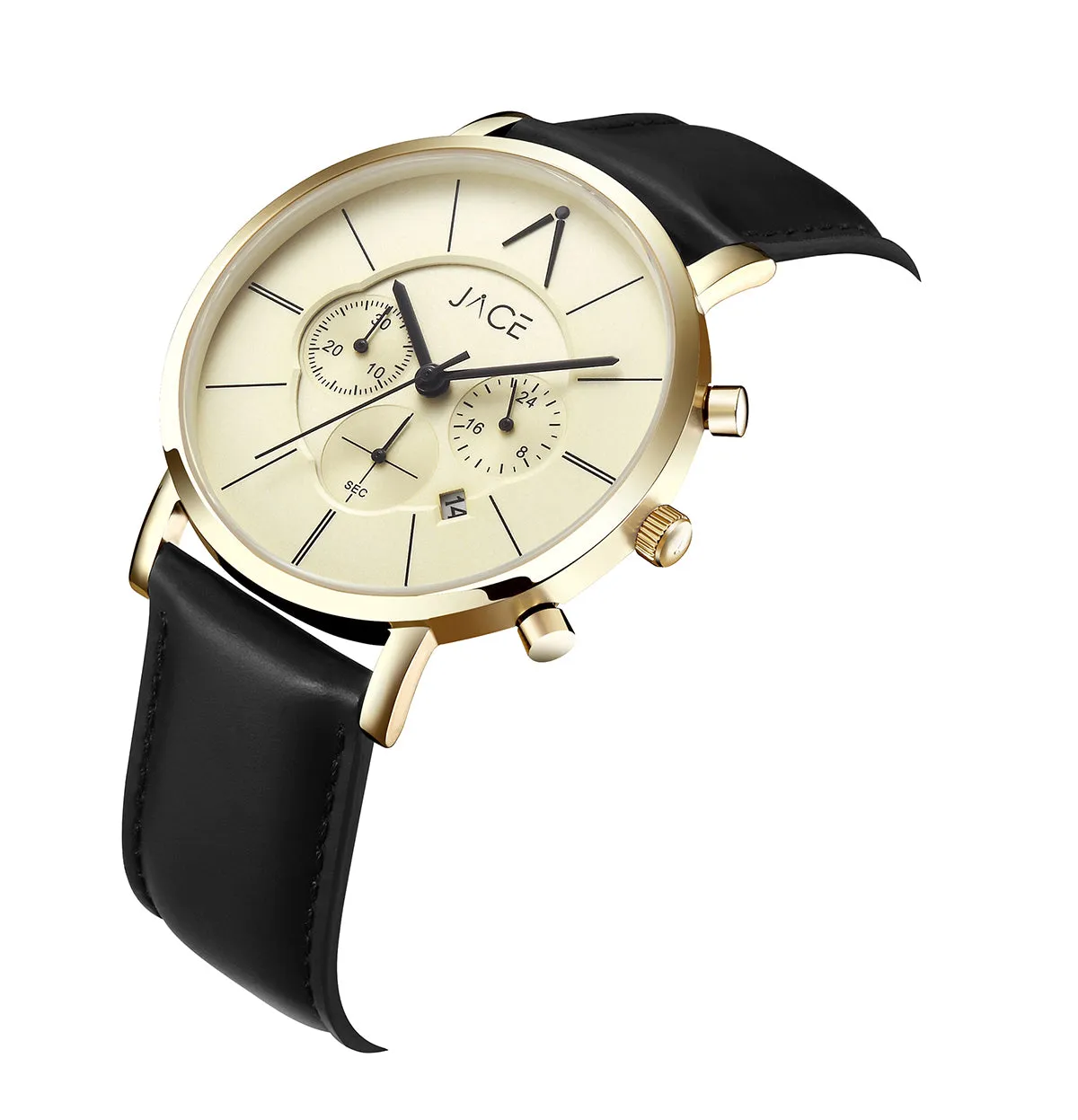 "SAVAii" MEN`S LEATHER BAND CHRONOGRAPH WATCH