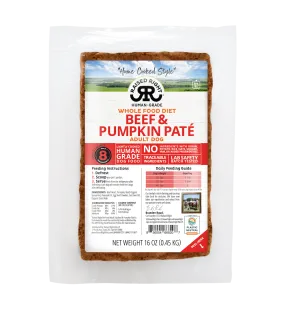 Raised Right Frozen Beef & Pumpkin Adult Dog Recipe 16oz