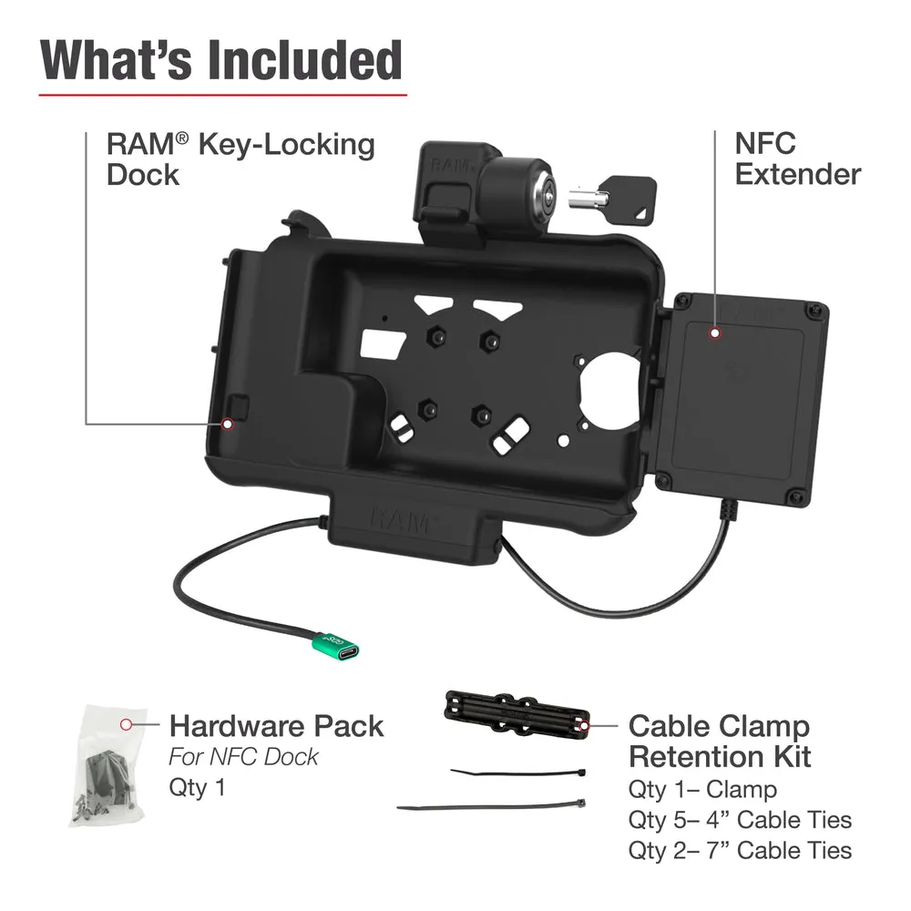 RAM® Locking USB-C Powered Dock for Tab Active5 & 3 with NFC Extender (RAM-HOL-SAM58CPKL-NFCU)