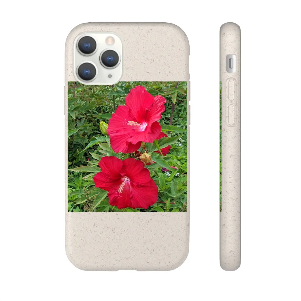 Red Flowers Biodegradable Case