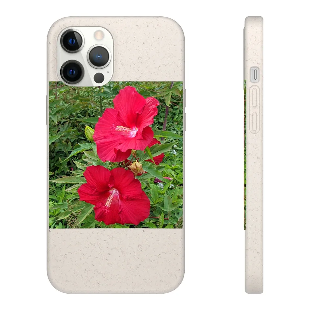 Red Flowers Biodegradable Case