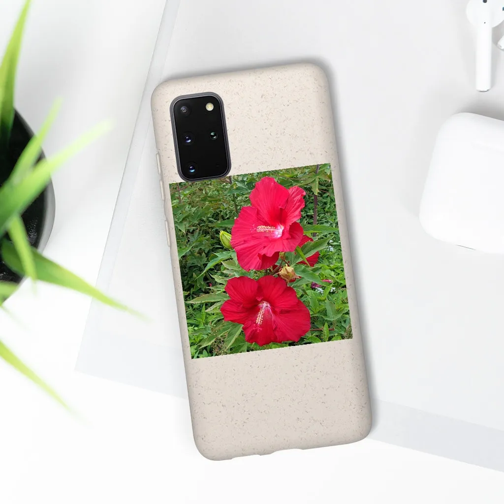 Red Flowers Biodegradable Case