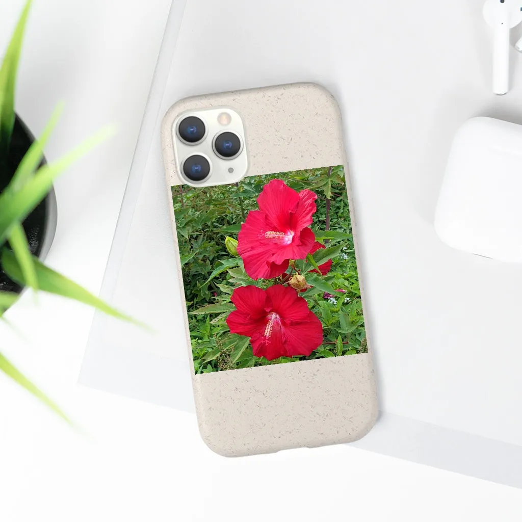 Red Flowers Biodegradable Case