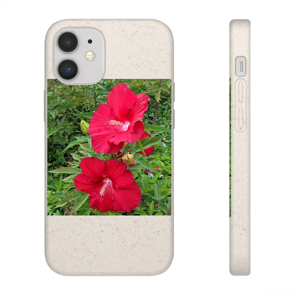 Red Flowers Biodegradable Case