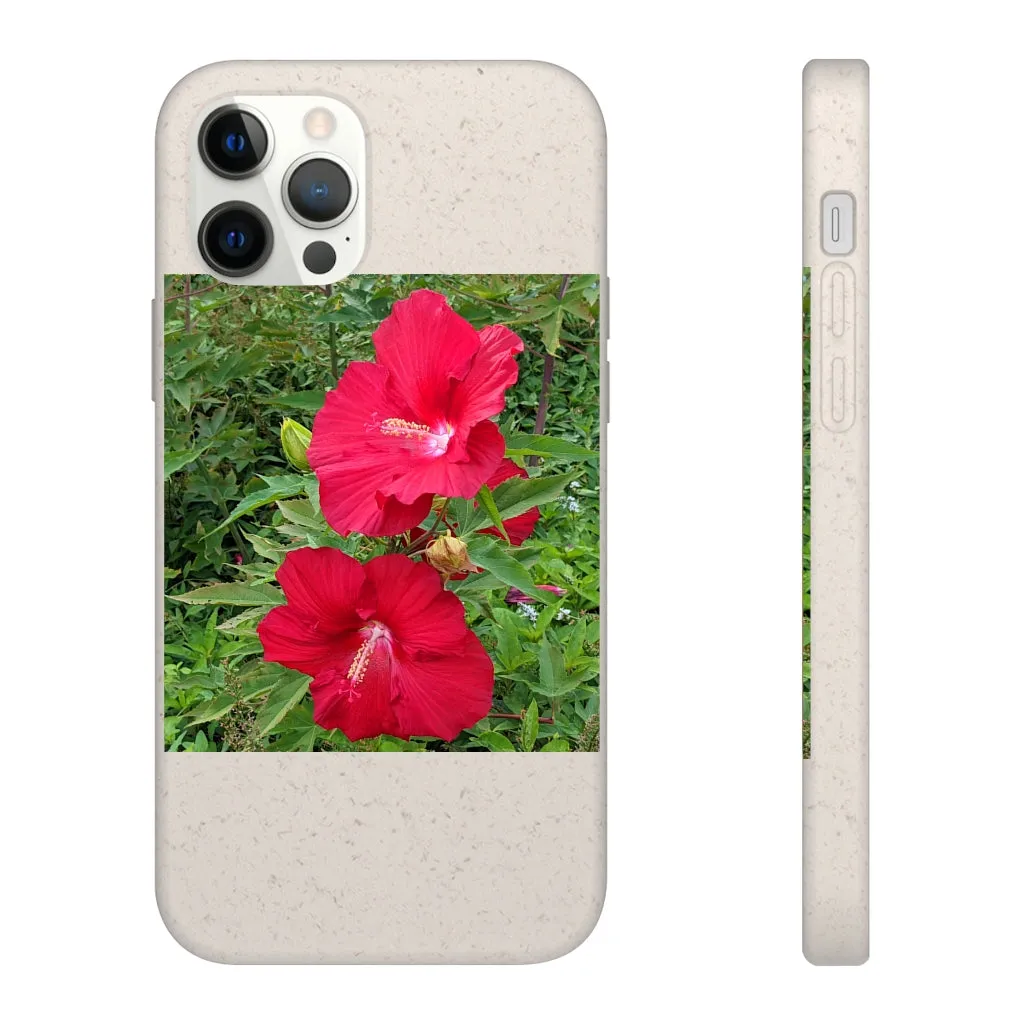 Red Flowers Biodegradable Case