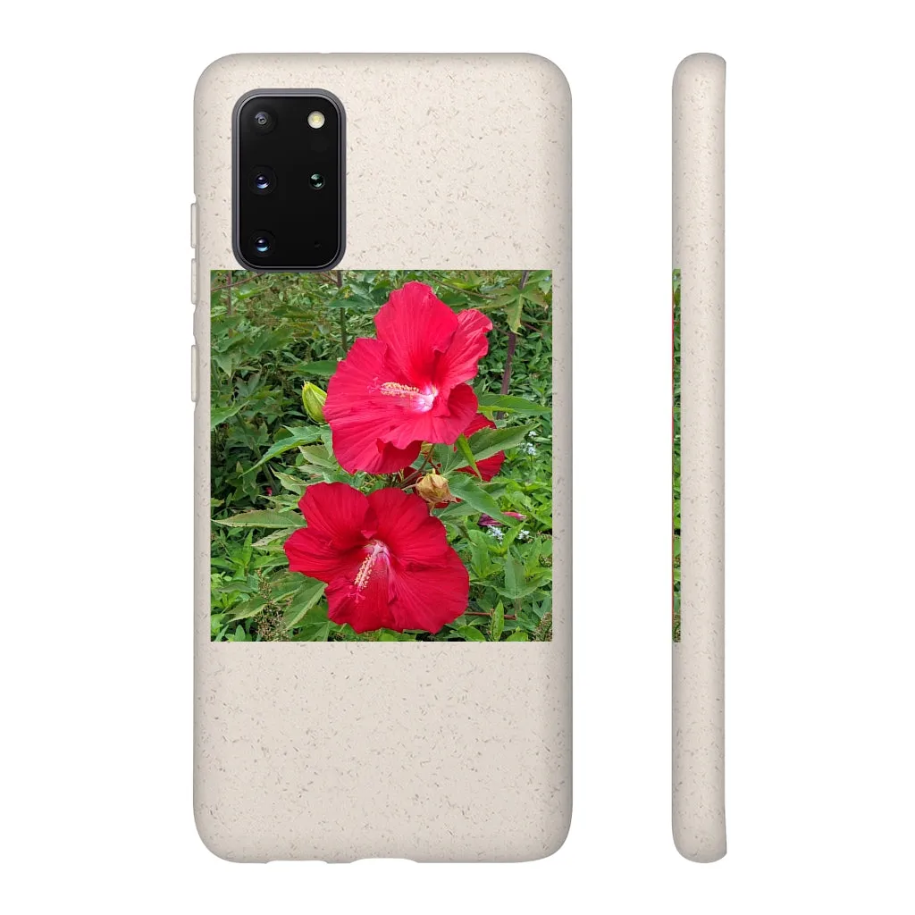 Red Flowers Biodegradable Case