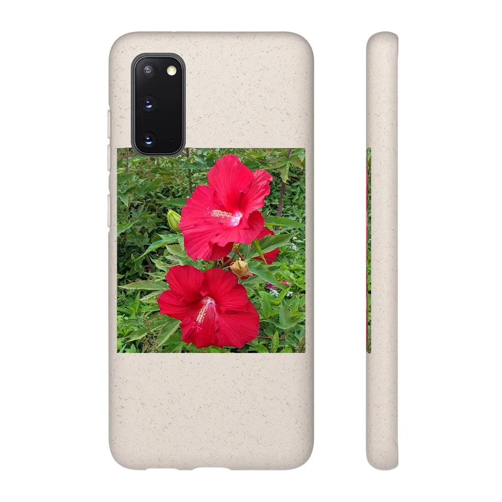 Red Flowers Biodegradable Case