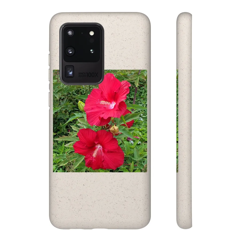 Red Flowers Biodegradable Case