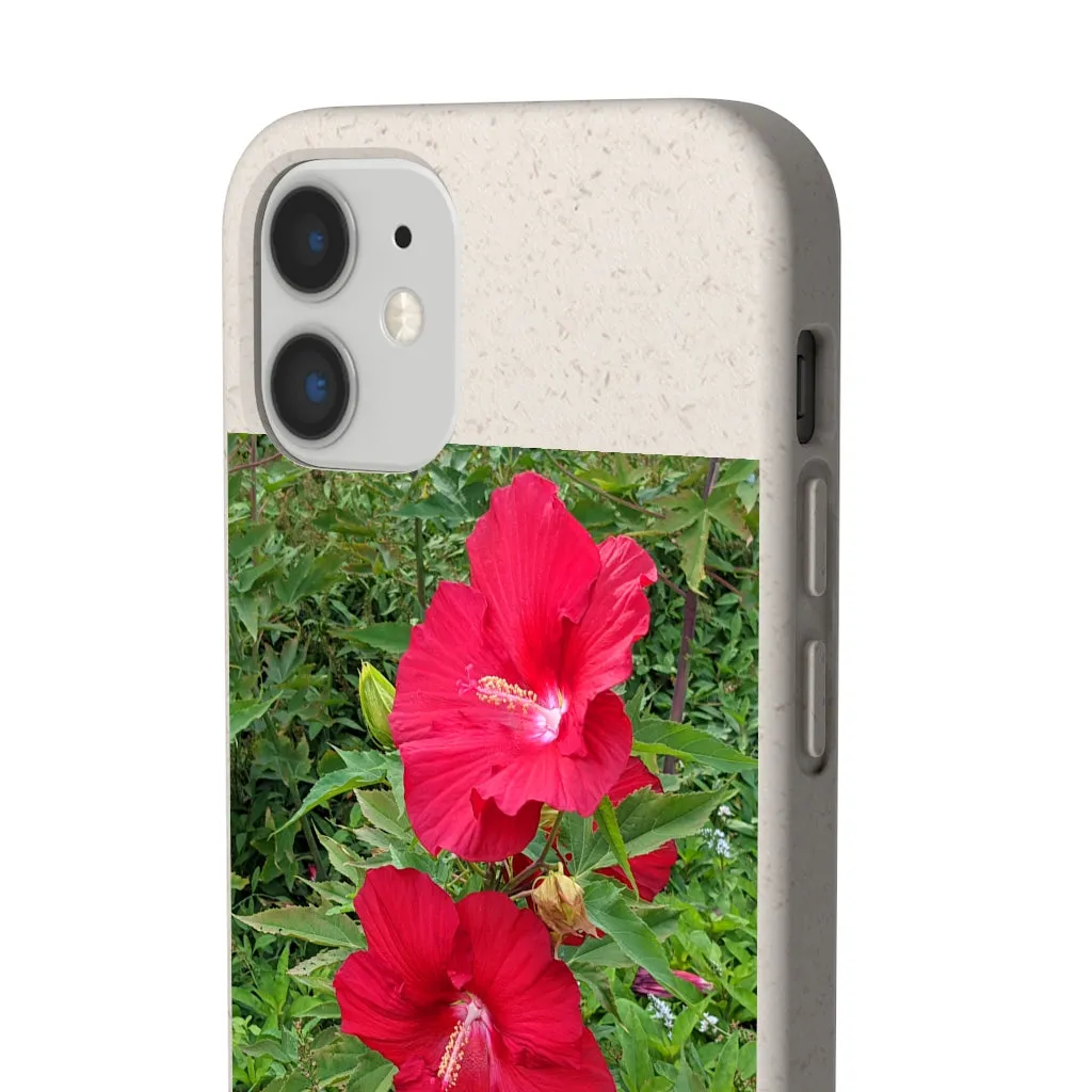 Red Flowers Biodegradable Case