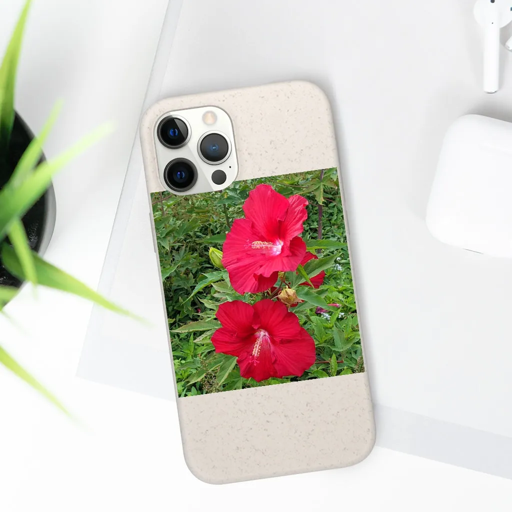 Red Flowers Biodegradable Case