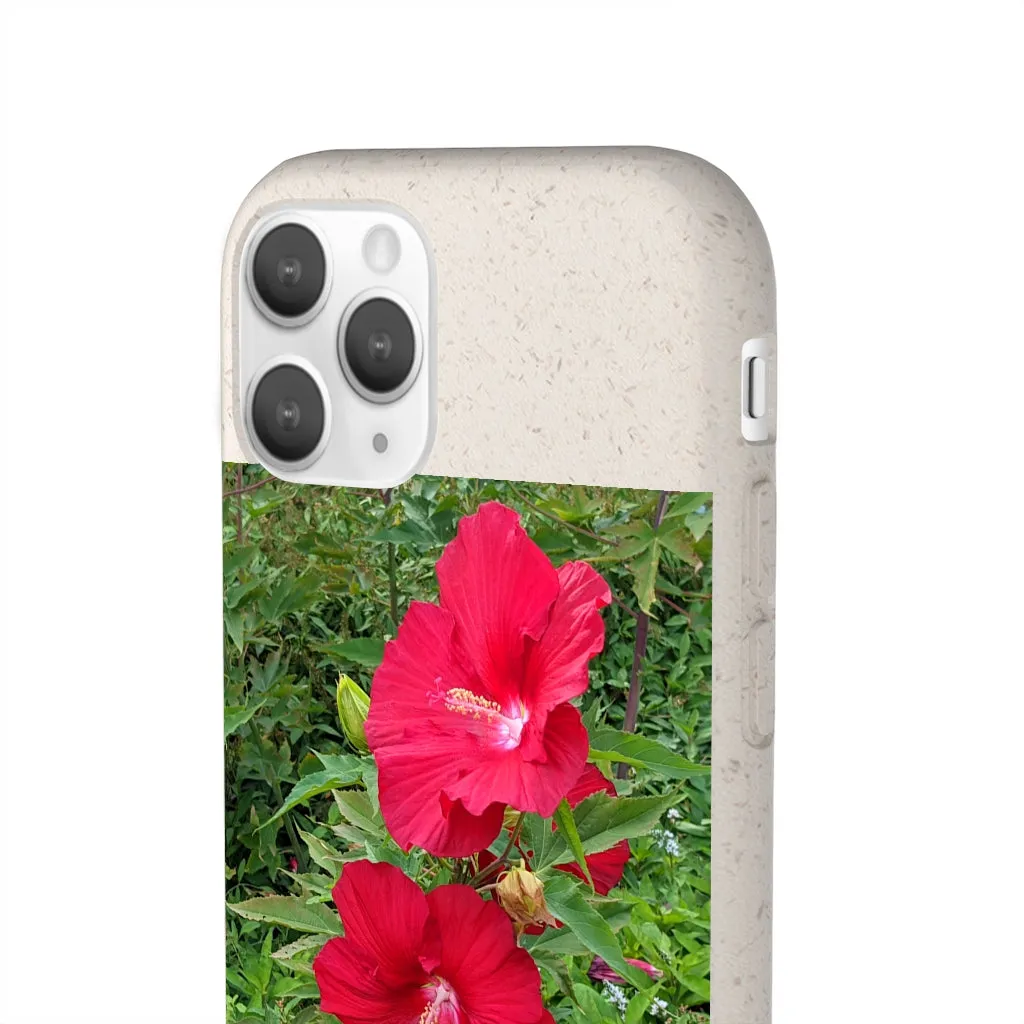 Red Flowers Biodegradable Case