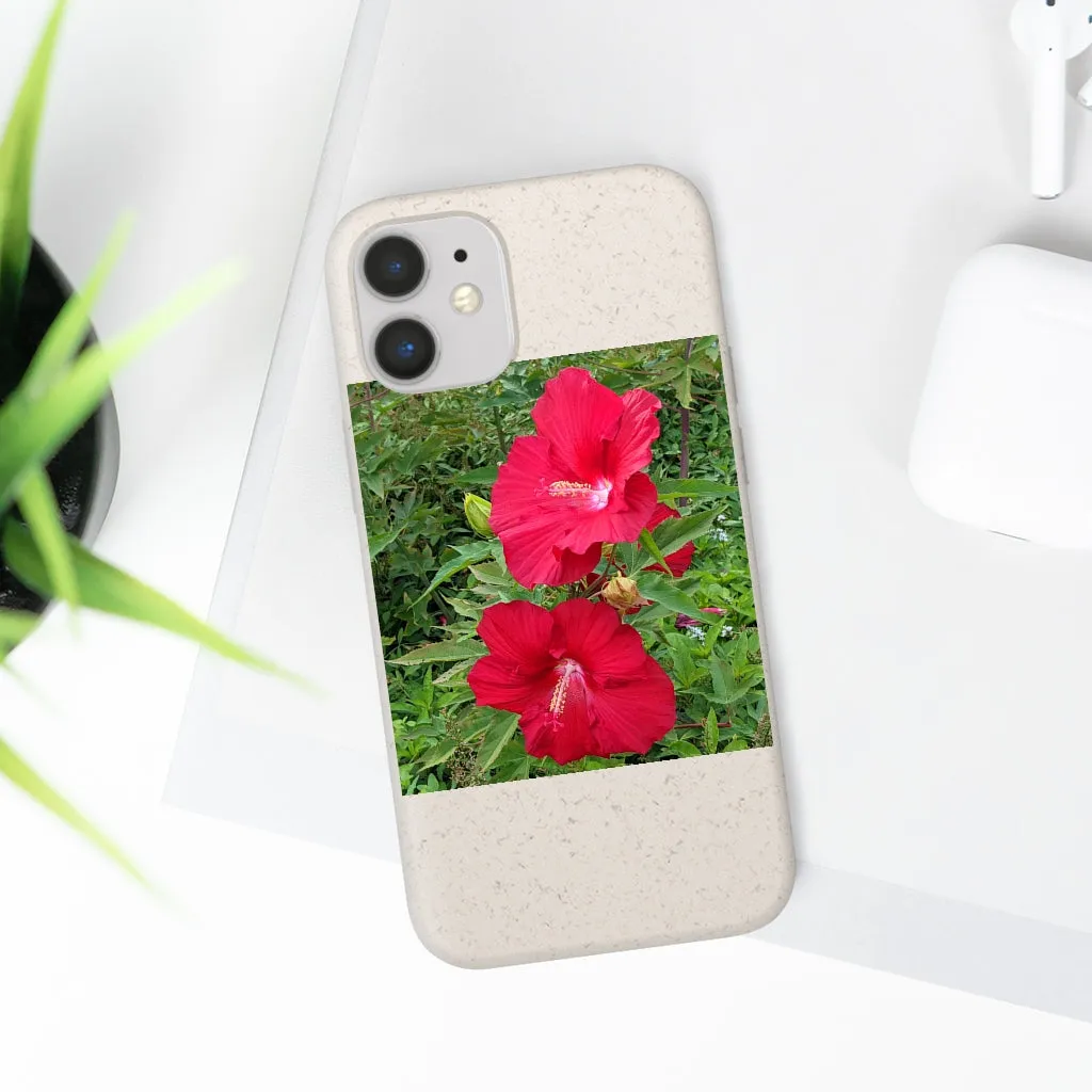 Red Flowers Biodegradable Case