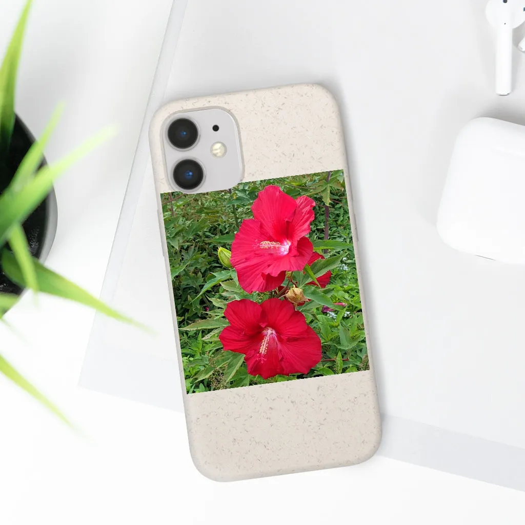 Red Flowers Biodegradable Case