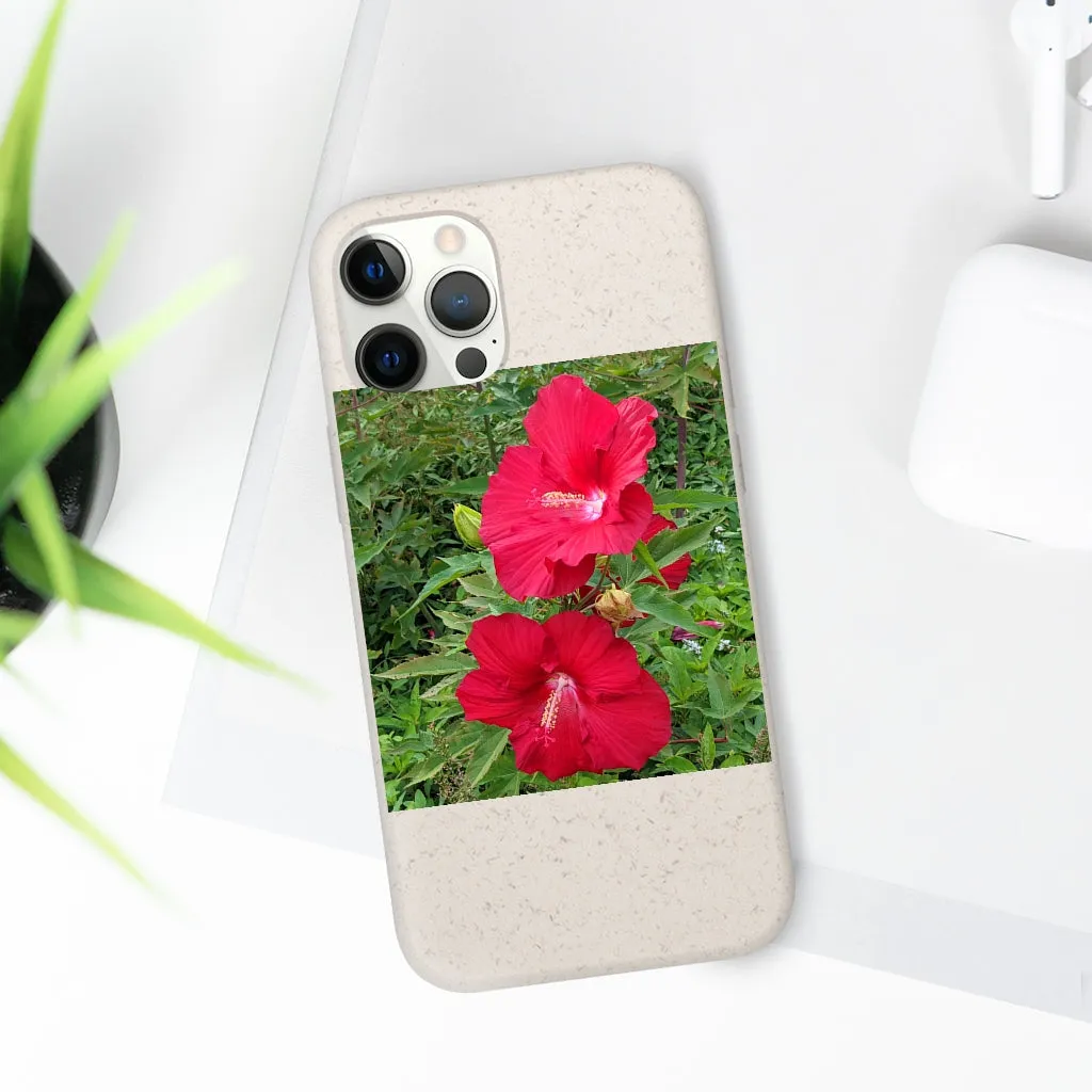 Red Flowers Biodegradable Case