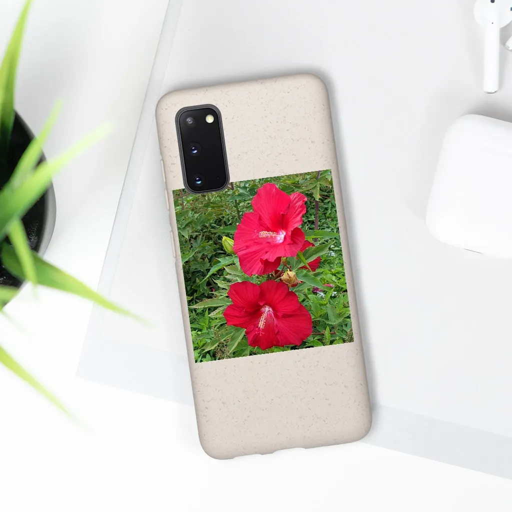 Red Flowers Biodegradable Case