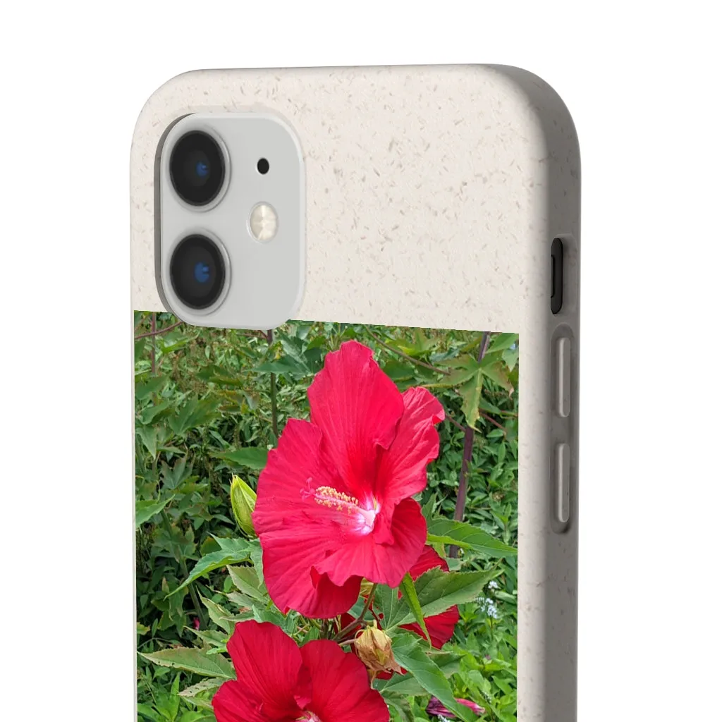 Red Flowers Biodegradable Case