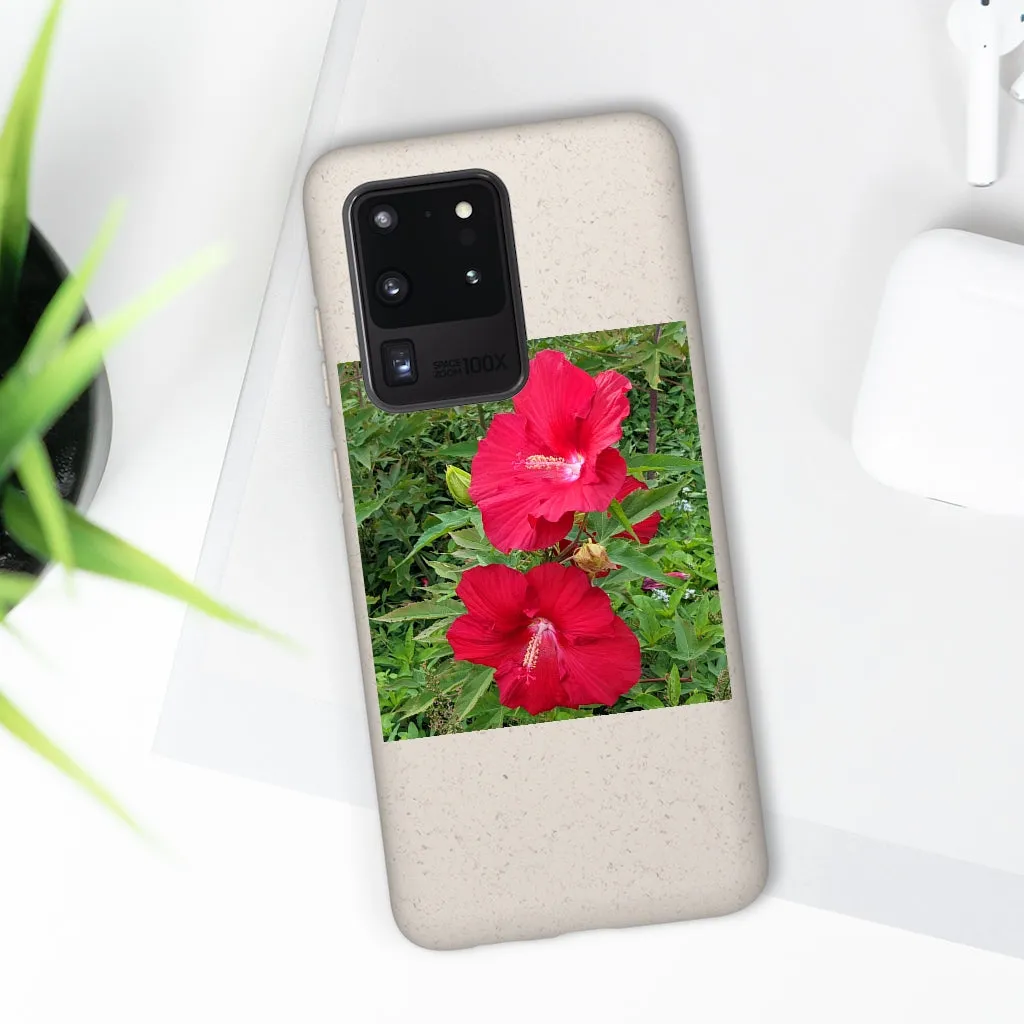 Red Flowers Biodegradable Case