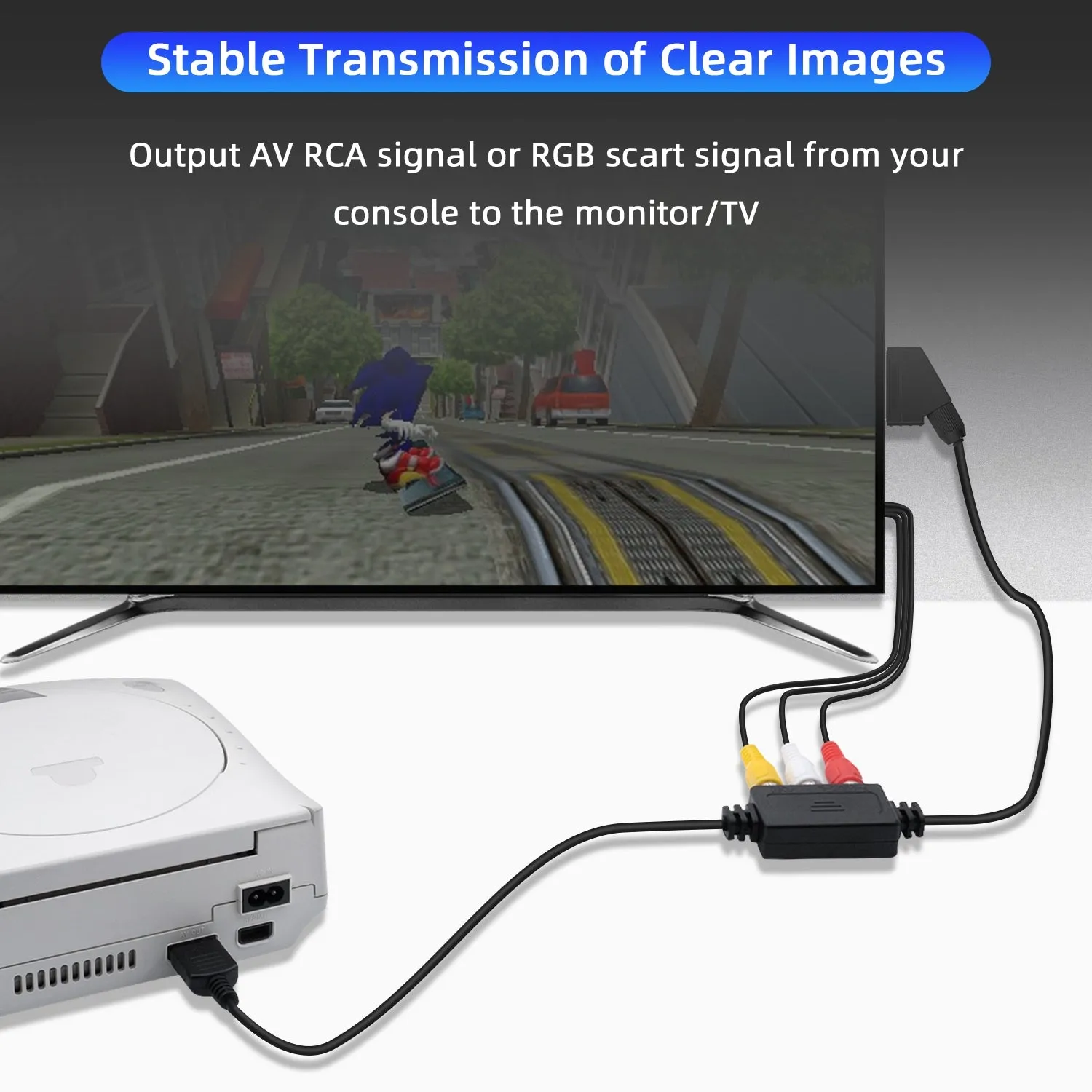 RGB Scart Cable With AV Adapter for SEGA Dreamcast