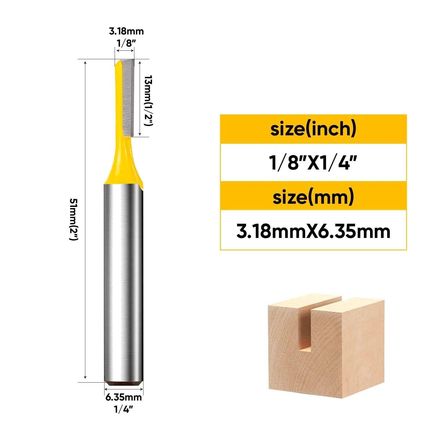 Router Bit Set 1/4" Shank Round Router Bit, Cutting Dia Single Straight Flute Carbide for Woodworking Carpentry