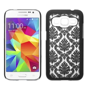 Samsung Galaxy Core Prime Case, Ultra Slim Damask Vintage Hard Case Cover - Black