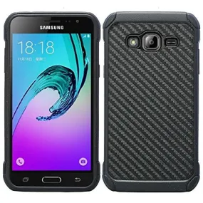 Samsung Galaxy J3 Case, J3V Case | Express Prime Case | Galaxy Sky Case | Amp Prime Case | Galaxy Sol Slim Hybrid Armor Case - Carbon Fiber