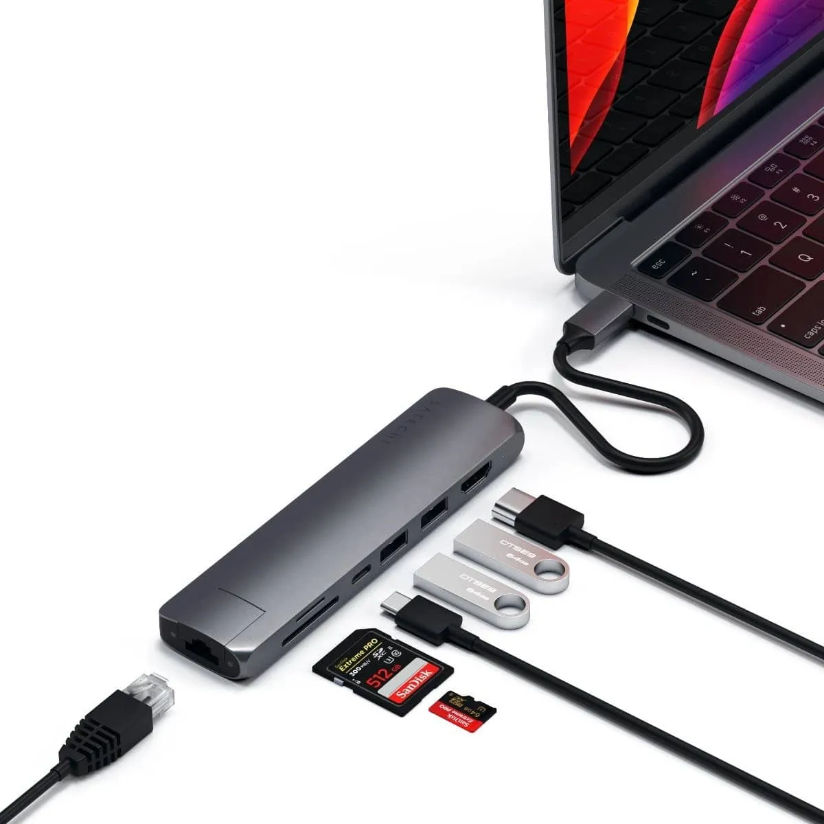 Satechi USB-C Slim Multiport with Ethernet Adapter - Space Grey