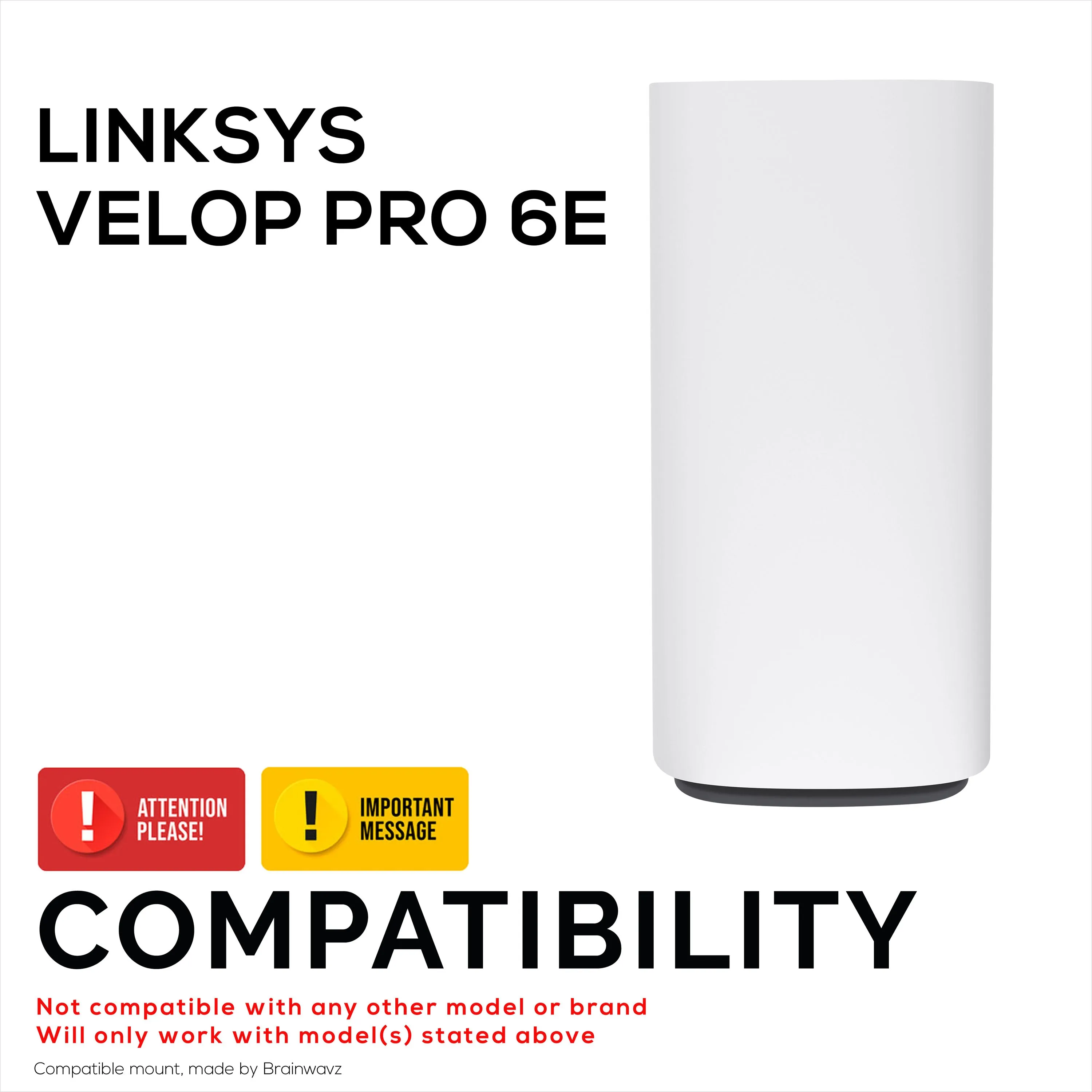 Screwless Wall Mount for Linksys Velop Pro 6E (AXE5400) Wifi Mesh Router, Easy To Install Holder, Adhesive & Screw Mounting Option