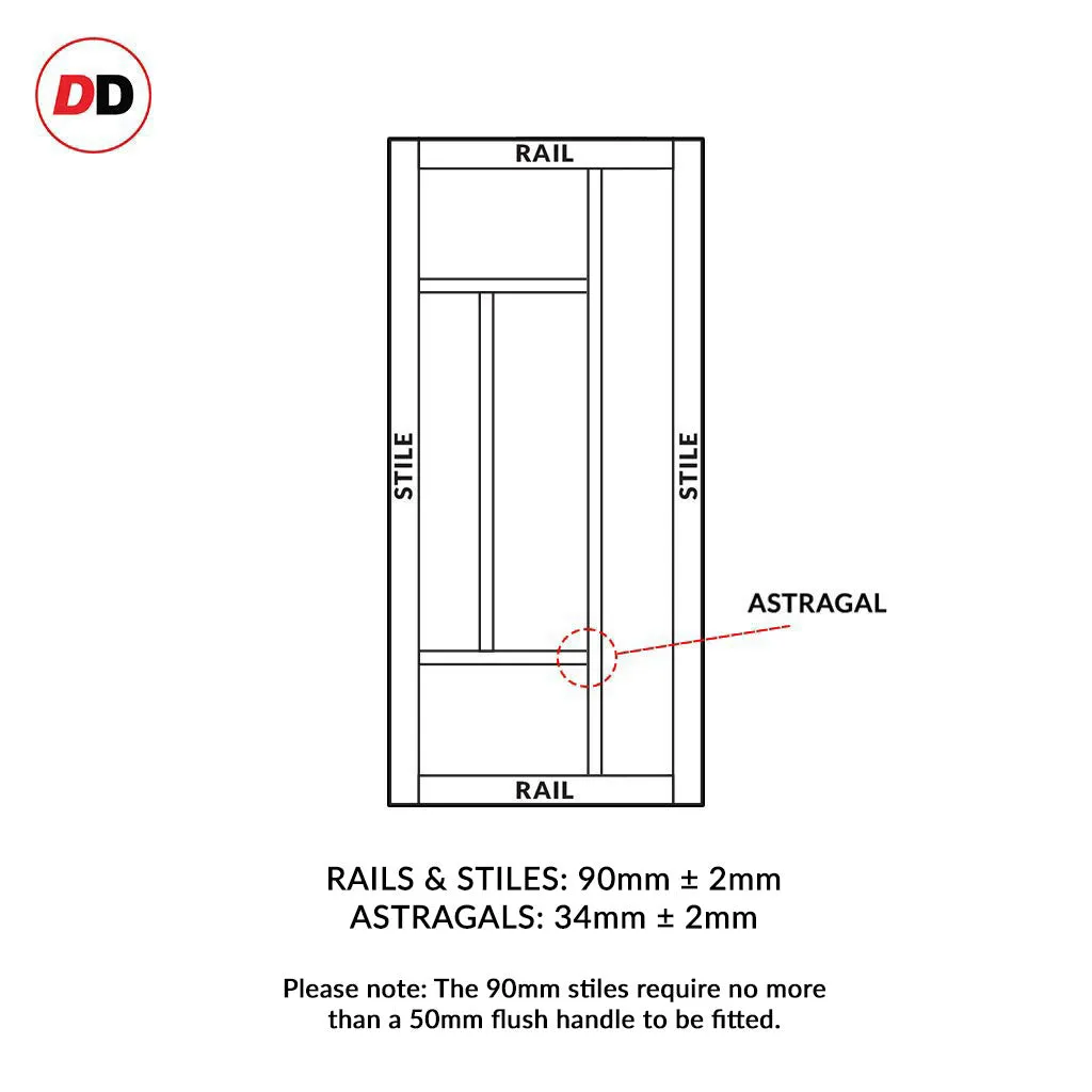 Single Sliding Door & Premium Wall Track - Eco-Urban® Morningside 5 Pane Door DD6437G Clear Glass - 6 Colour Options