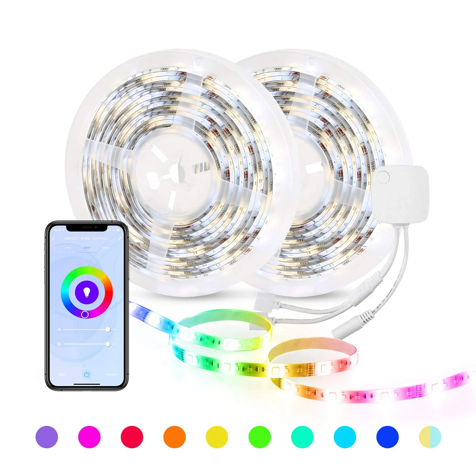 Smart LED Strip Light, 32.8ft WiFi RGBW LED Light Strips Work with Alexa and Google Assistant HBN