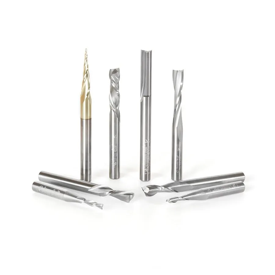 Spiral Compression CNC Router Bit Collection | 8 Piece | 1⁄4 Shank | AMS-137 | 738685137338