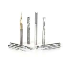 Spiral Compression CNC Router Bit Collection | 8 Piece | 1⁄4 Shank | AMS-137 | 738685137338