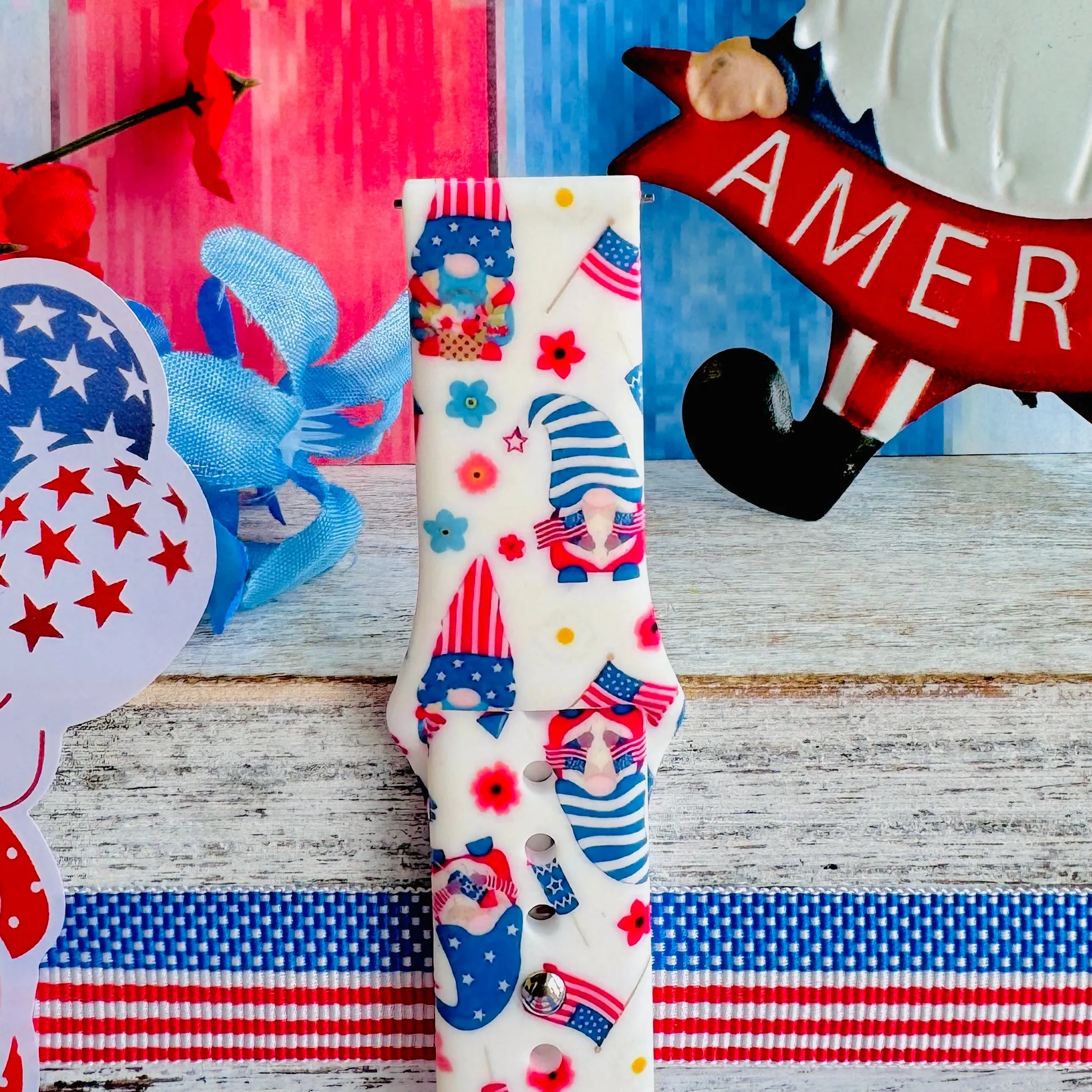 Star Spangled Gnomes Print Silicone Band For Samsung Watch