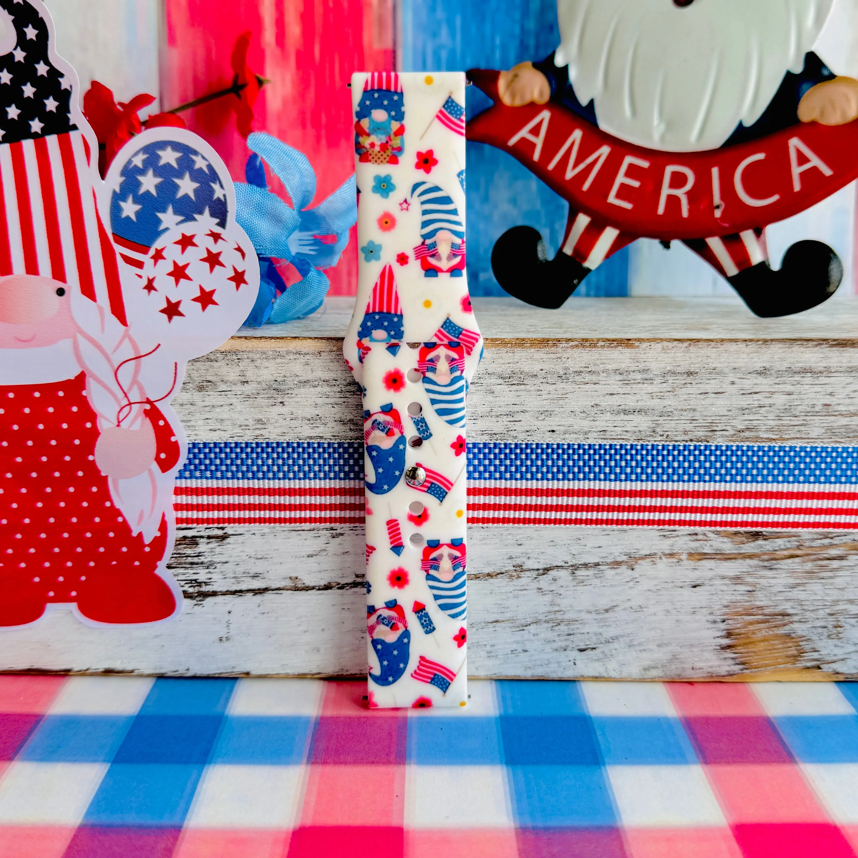 Star Spangled Gnomes Print Silicone Band For Samsung Watch