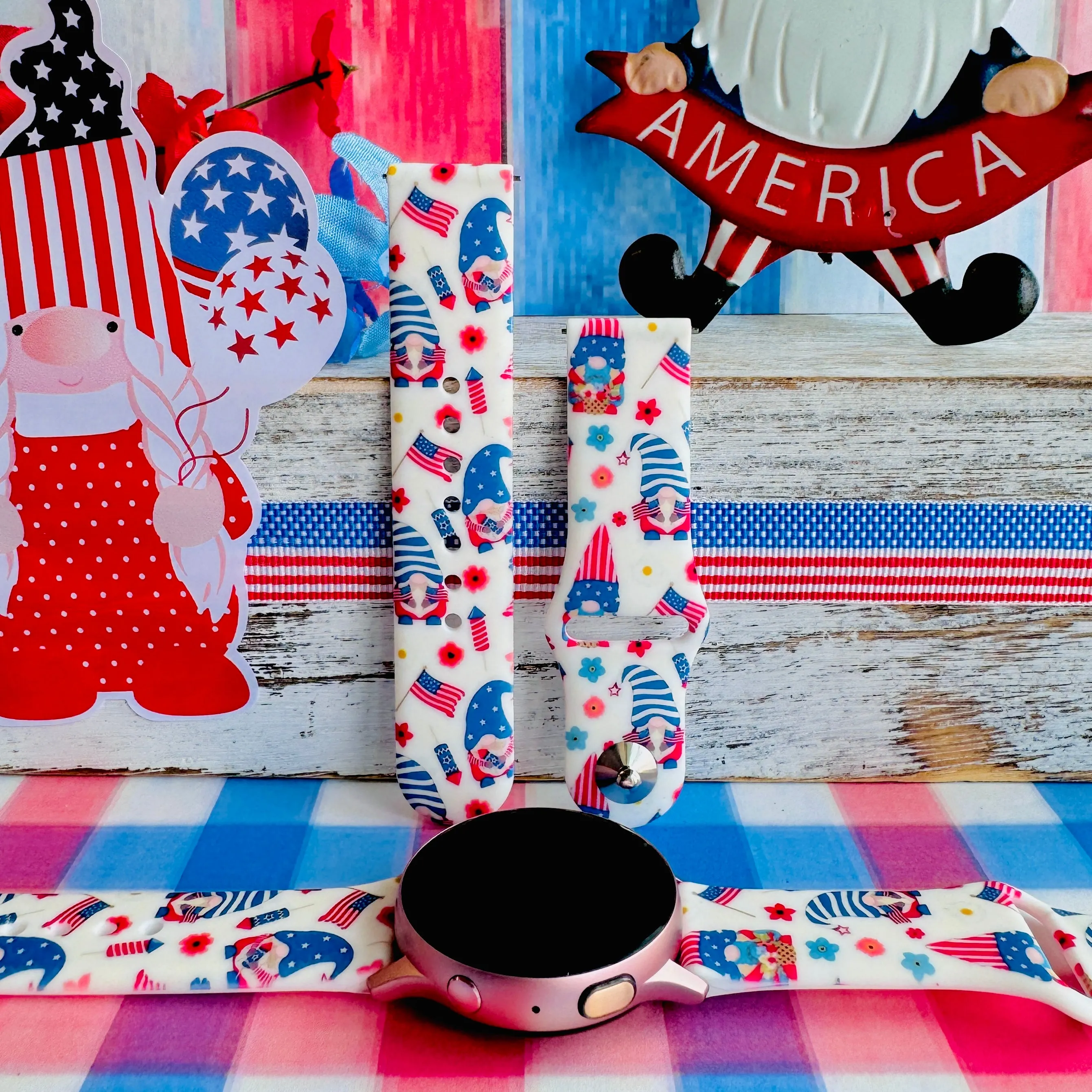 Star Spangled Gnomes Print Silicone Band For Samsung Watch