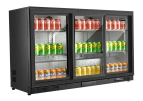 Sterling Pro SP3BC-BK/BS Black Triple Door Sliding Bottle Cooler 300 Ltrs / 274 Bottles