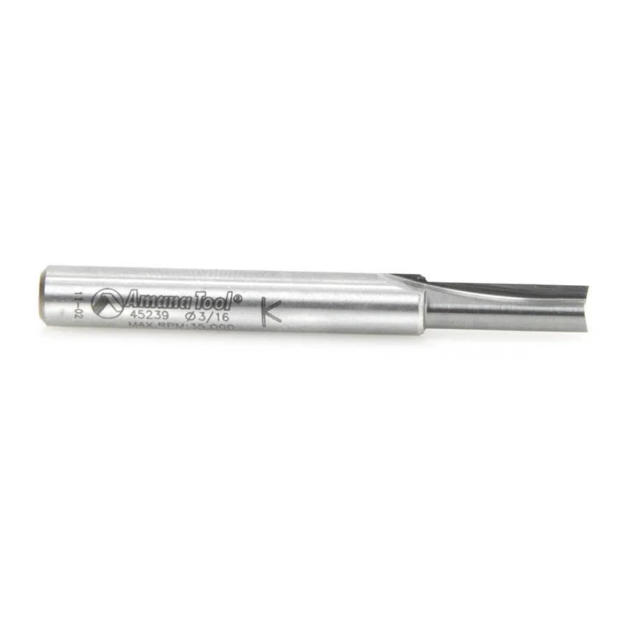 Straight Plunge Router Bit | 2 Flute | 3⁄16 Dia x 5⁄8 x 1⁄4"Shank | 45239 | 738685452394