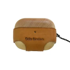 Tan Wood Leather AirPods Pro Case with Strap Leather 1,2 AirPods Case Airpod Case Cover