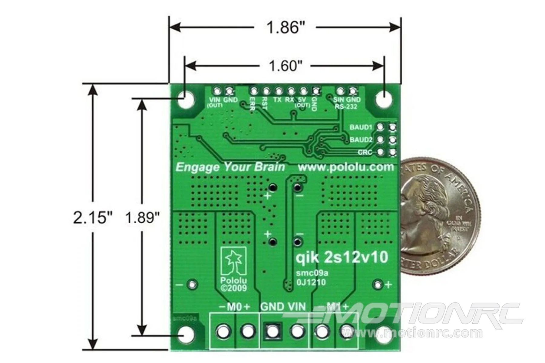 Torro 1/16 Scale Pololu Qik 2s12v10 Dual Serial Motor Controller